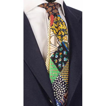 Zdjęcie Przyciągający uwagę krawat patchworkowy z czystego jedwabiu