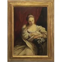 Zdjęcie Portret dziewczynki z gołębicą - obraz olejny na płótnie 95x65 cm Eugenio De Blasi