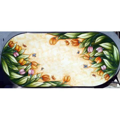 Zdjęcie Prestiżowy blat z kamienia wulkanicznego zdobiony pięknym motywem tulipanów - Ceramiche Valchida