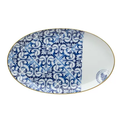 Zdjęcie Średni owalny talerz z kolekcji Transatlântica z geometrycznym motywem roślinnym - Vista Alegre
