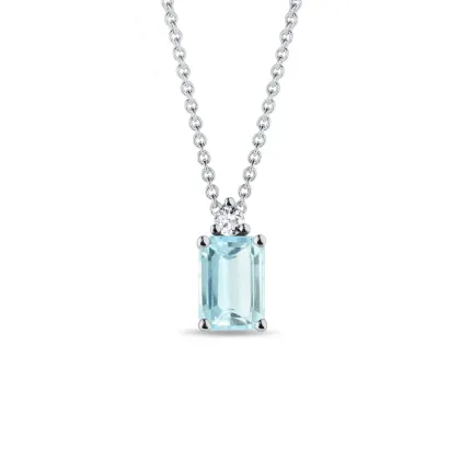 Zdjęcie Naszyjnik z białego złota z topazem Sky Blue i diamentem KLENOTA