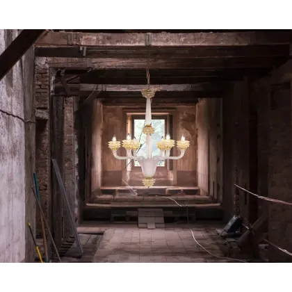 Zdjęcie Unikatowy włoski szklany żyrandol - wykonany ręcznie ze szkła murano