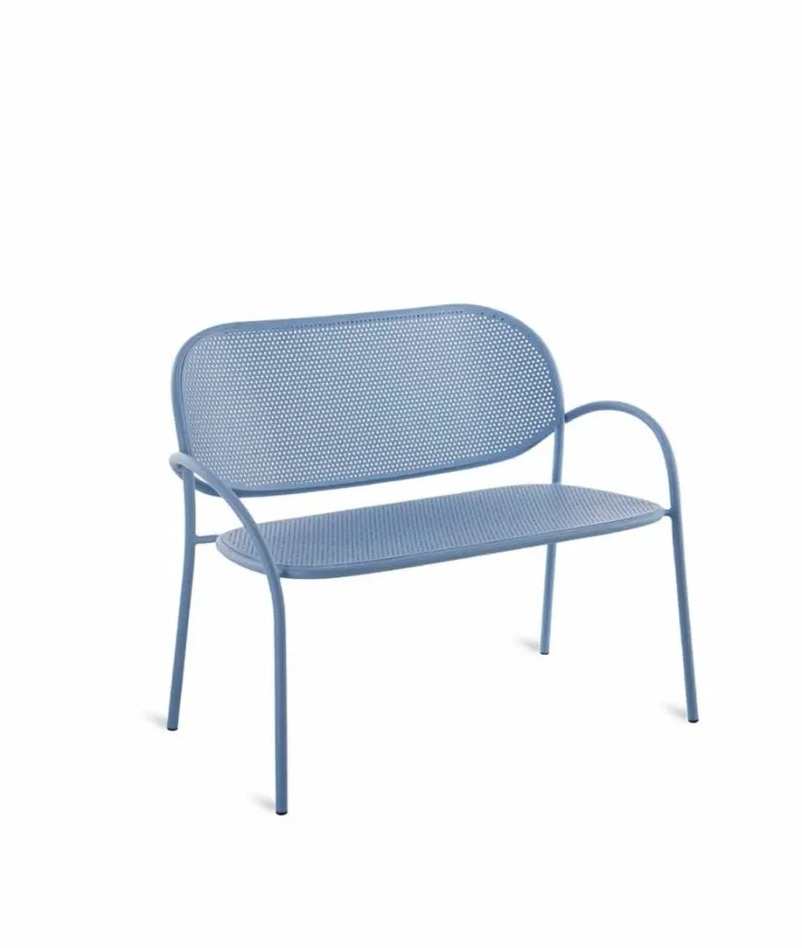 obrazek 1 Stylowa aluminiowa ławka Les Arcs w kolorze niebieskim do ogrodu i na taras