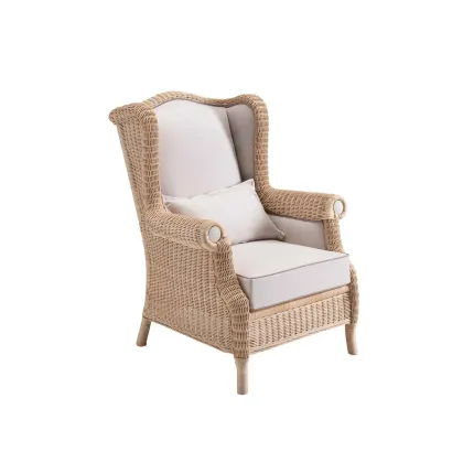 Zdjęcie Fotel o strukturze rattanu z ręcznie plecioną naturalną wikliną