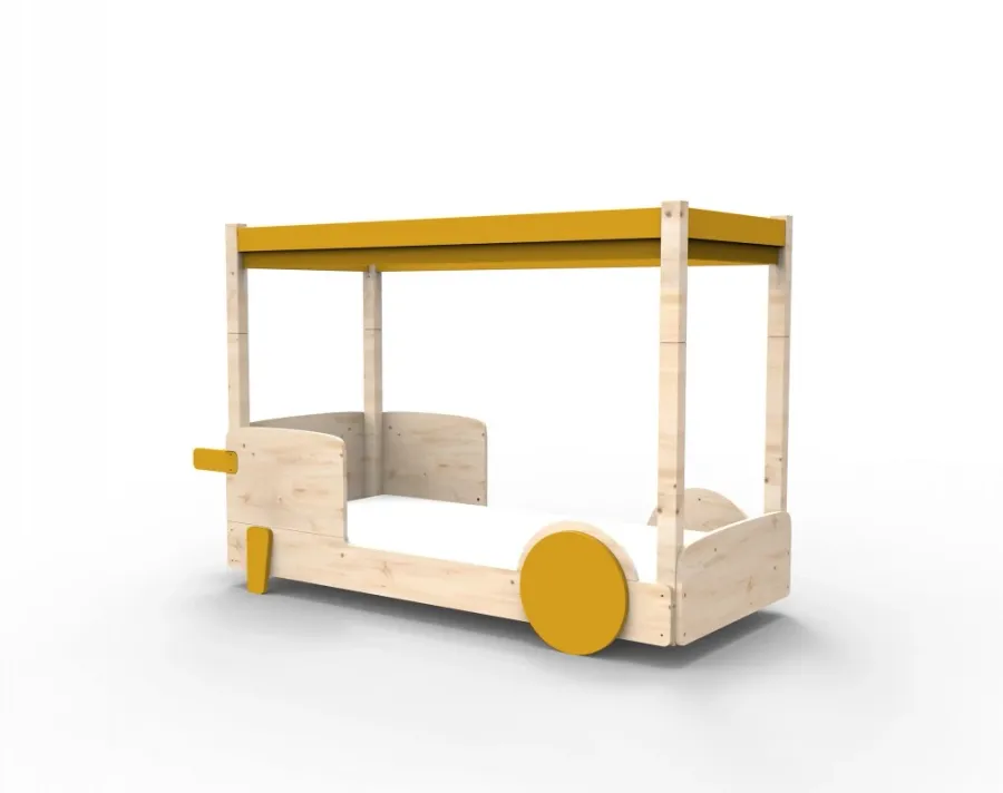 obrazek 8 Adaptowalne, naturalnie drewniane łóżko samochód/domek z dachem Montessori - Mathy by Bols