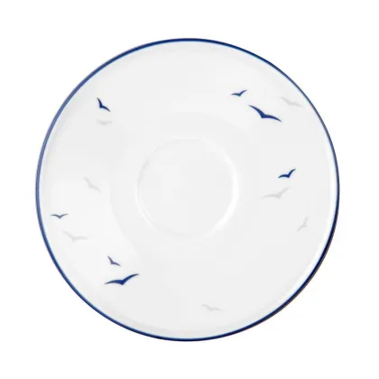 Zdjęcie Wyjątkowy porcelanowy duży spodek zdobiony motywem ptaków – Tettau