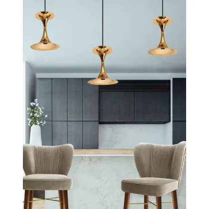 Zdjęcie Klasyczna lampa wisząca Montreal z pozłacanego mosiądzu