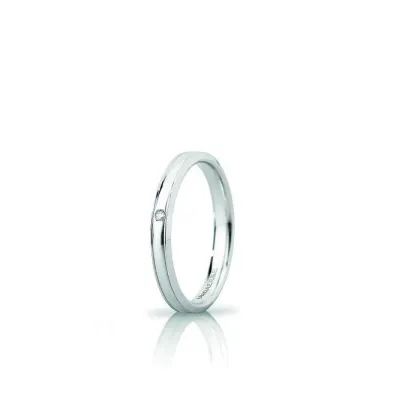 Zdjęcie Cudowna obrączka z białego złota z brylantem 0,01 ct. 3mm szerokości