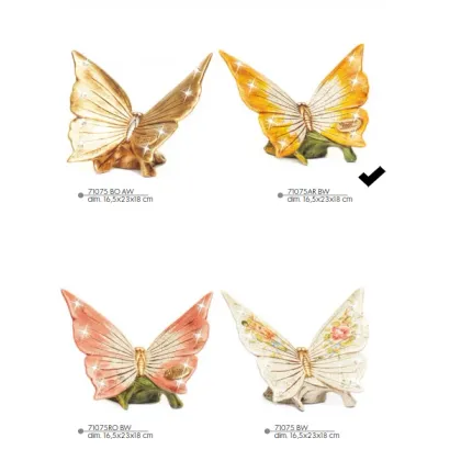 Picture A unique, orange, ceramic butterfly on a flower - Valle d'oro Patchi