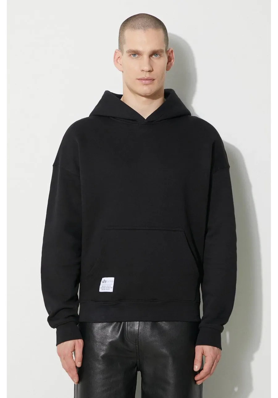 obrazek 1 Alpha Industries bluza Logo BP Hoody męska kolor czarny z kapturem z nadrukiem 146336