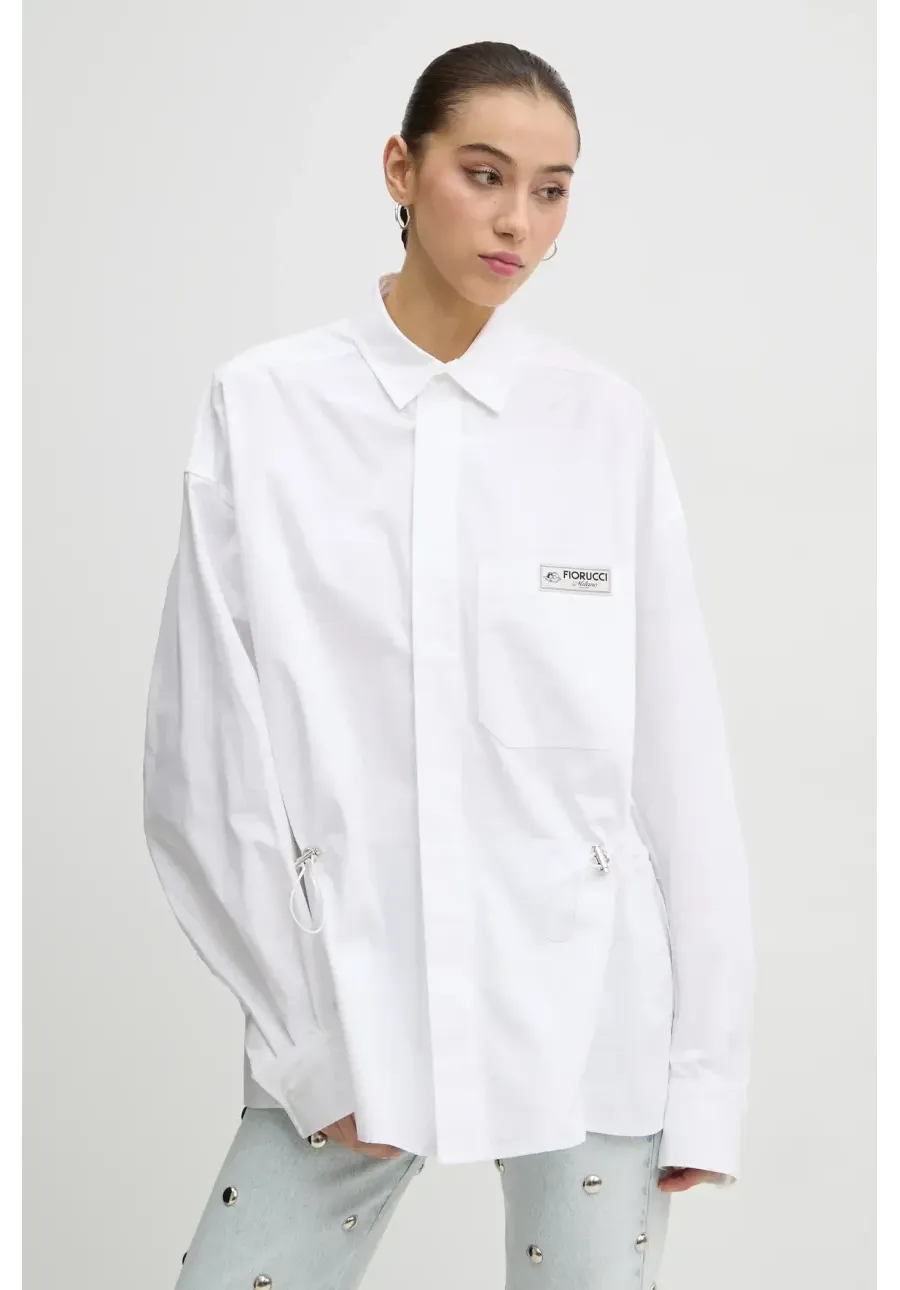 obrazek 1 Fiorucci koszula bawełniana damska kolor biały relaxed z kołnierzykiem klasycznym U01FMTLO230CO02WH01