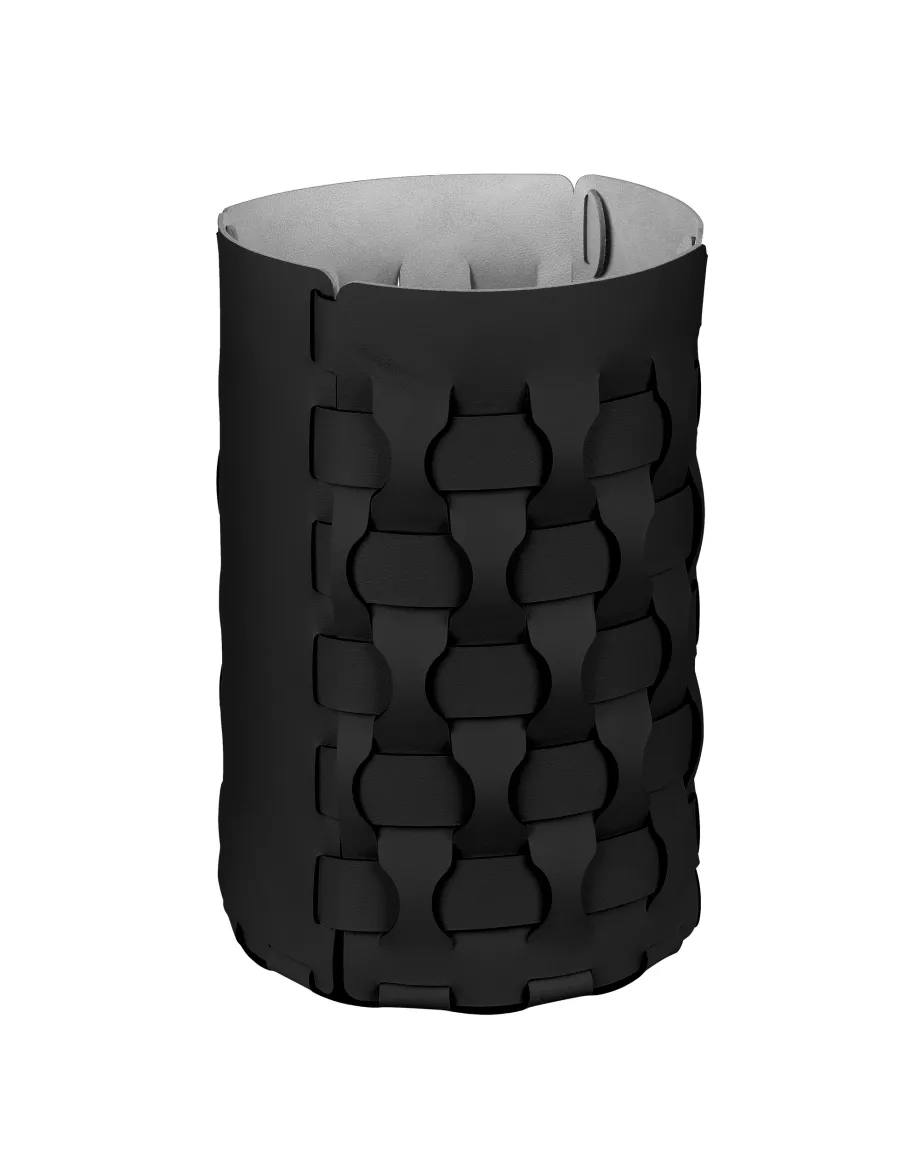 obrazek 1 Czarny pleciony koszyk Dubai Ø22хH35 cm wykonany ze skóry