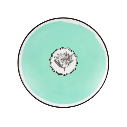 Zdjęcie Zielony talerz deserowy Herbariae z motywem inspirowanym pięcioma kwiatami - Vista Alegre