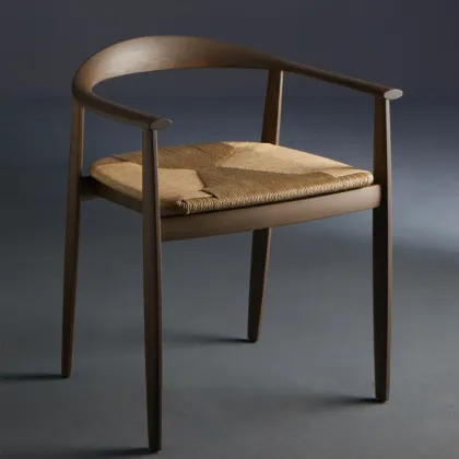 Zdjęcie Fotel jesionowy z siedziskiem słomianym/pokrytym tkaniną/skórą/ekoskórą Odyssèe - Colico