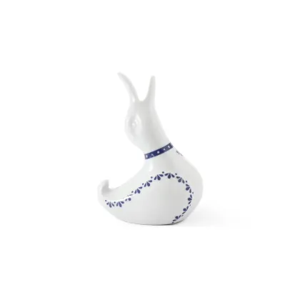 Zdjęcie Oryginalny tryskacz z porcelany w kształcie gęsi z niebieskim zdobieniem - Leander
