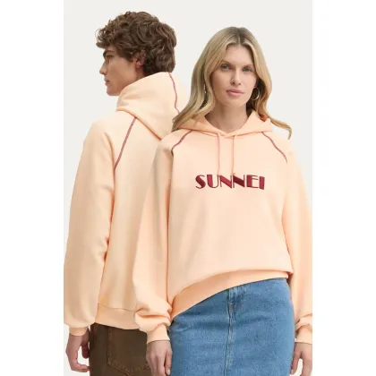 Zdjęcie Sunnei bluza bawełniana kolor pomarańczowy z kapturem z aplikacją RTWXJER017