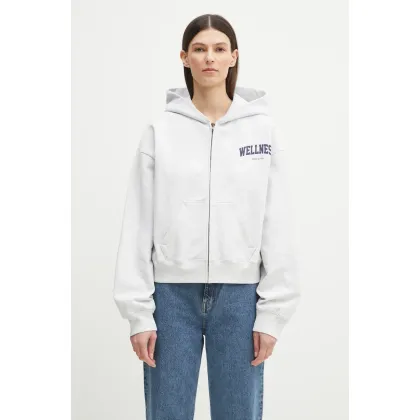 Zdjęcie Sporty & Rich bluza Wellness Ivy Cropped Zip damska kolor szary z kapturem z nadrukiem ST068514001GY03