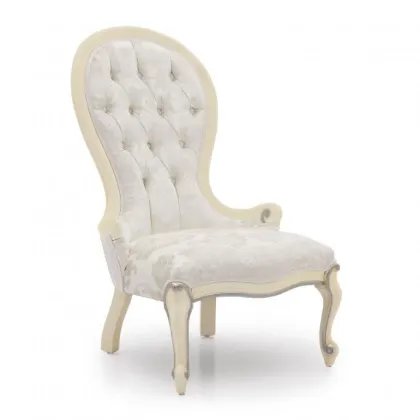 Zdjęcie Biały ekskluzywny fotel pikowany w stylu ludwikowskim - Sevensedie