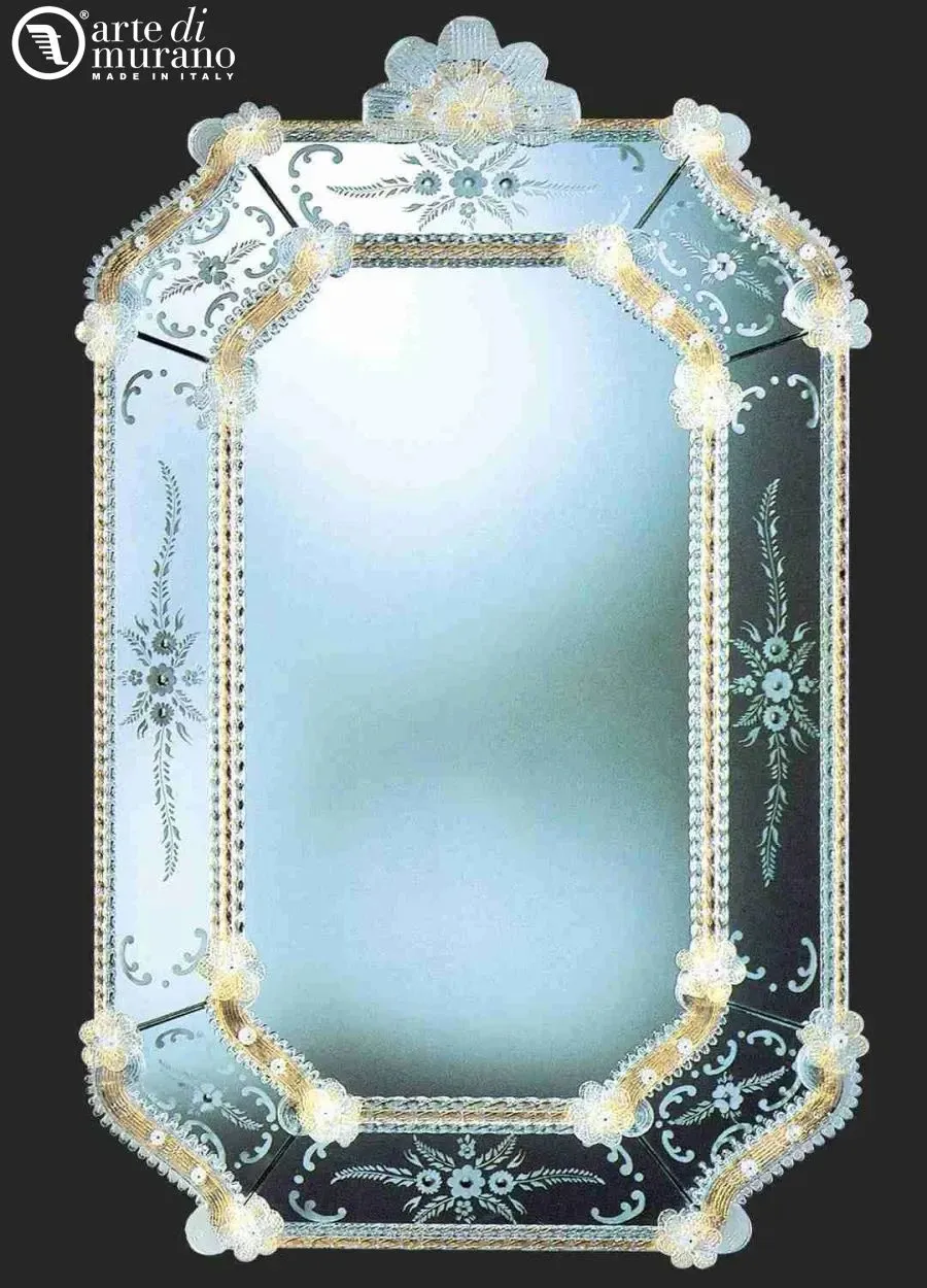 obrazek 1 Weneckie lustro w eleganckiej ramie ze szkła Murano