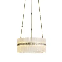 Zdjęcie Lampa wisząca z mosiężną ramą i dekoracyjnymi szklanymi elementami H.30+110xDia.64 cm