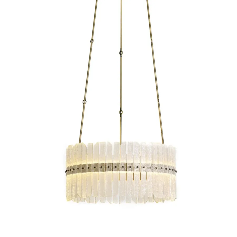 obrazek 1 Lampa wisząca z mosiężną ramą i dekoracyjnymi szklanymi elementami H.30+110xDia.64 cm