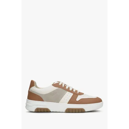 Zdjęcie Estro: Brązowo-białe sneakersy damskie z włoskiej skóry naturalnej