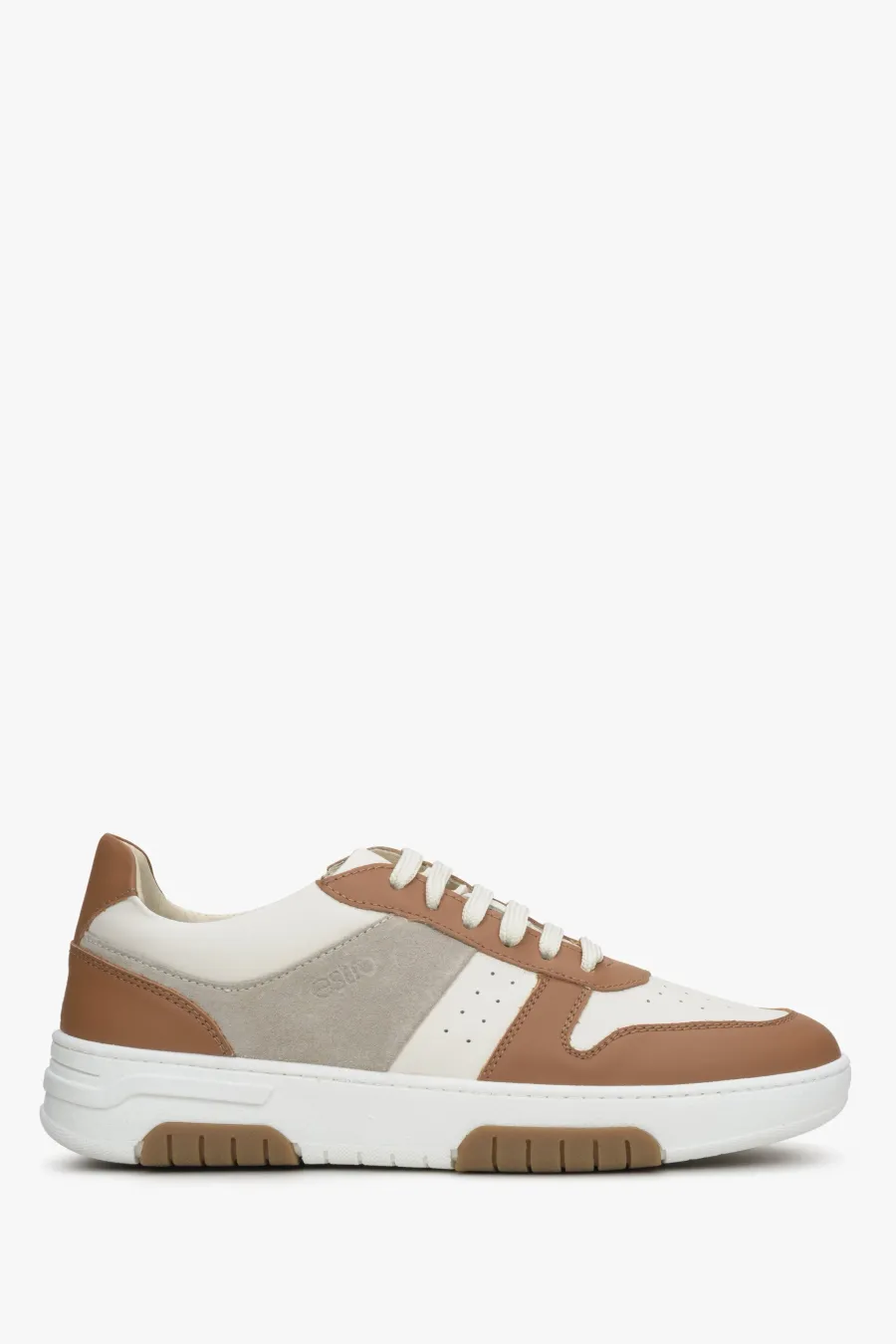 obrazek 1 Estro: Brązowo-białe sneakersy damskie z włoskiej skóry naturalnej