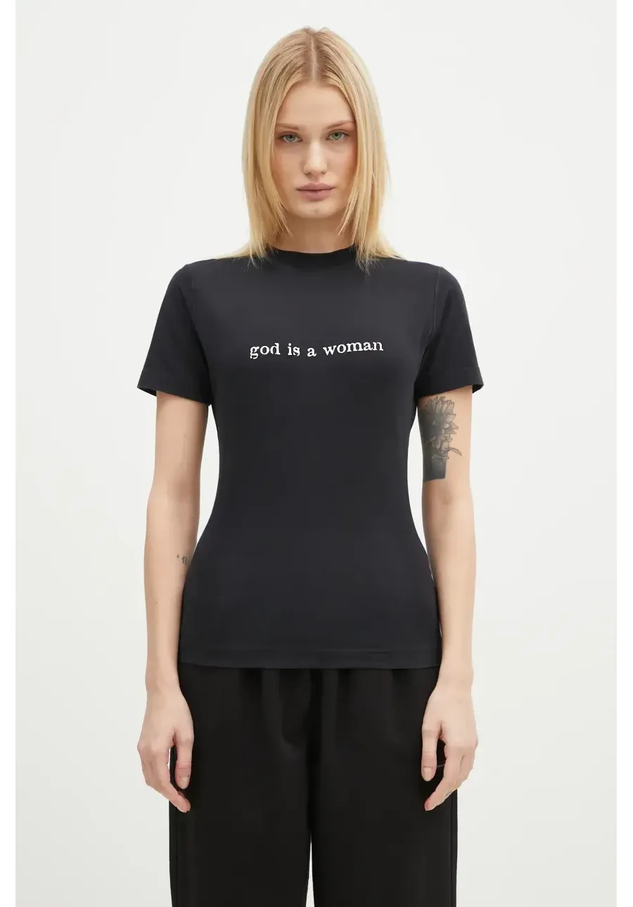 obrazek 1 VETEMENTS t-shirt bawełniany God Is A Woman Fitted Hourglass damski kolor czarny WA66TR620B