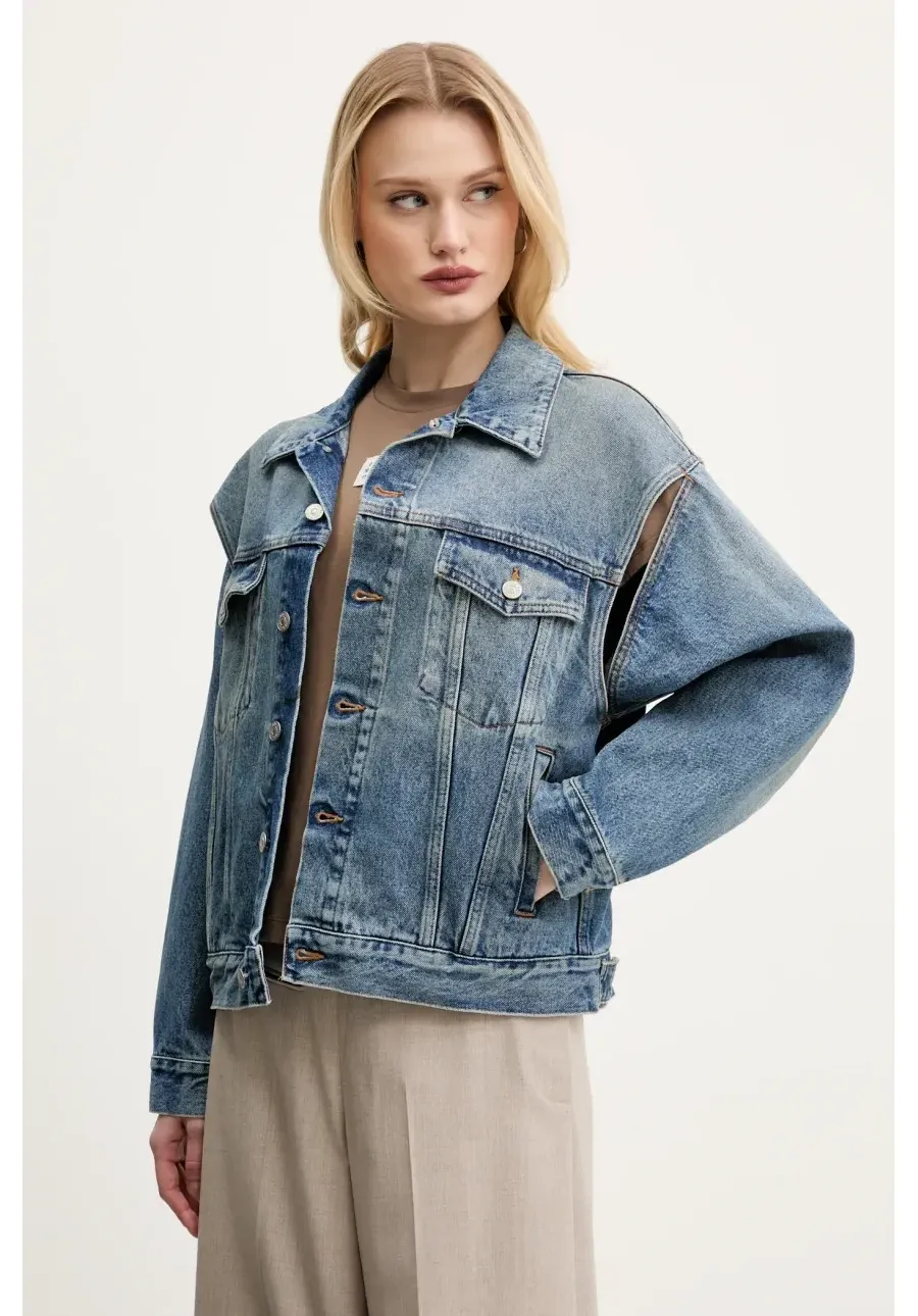 obrazek 1 MM6 Maison Margiela kurtka jeansowa kolor niebieski przejściowa S52AM0308.M30018