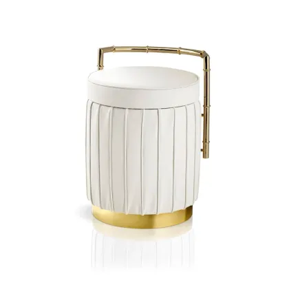 Zdjęcie Pufa z mosiądzu i sztucznej skóry z mosiężnym bambusowym elementem - Il Paralume Marina