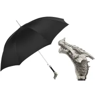 Picture A unique black men's umbrella with a handle in the shape of a dragon's head - Pasotti