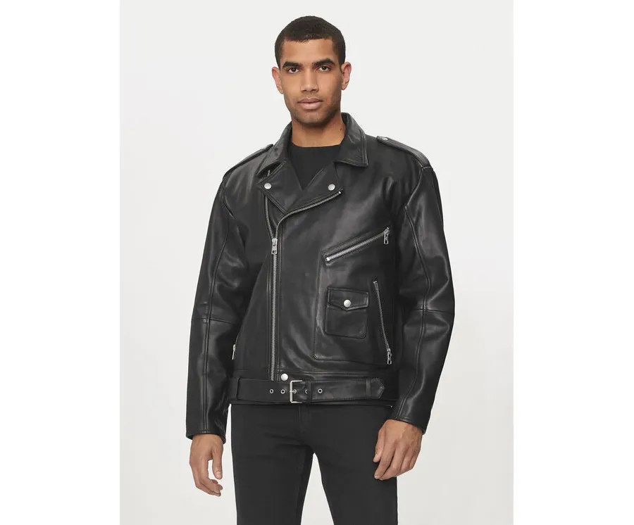 obrazek 1 Calvin Klein Jeans Kurtka skórzana J30J325600 Czarny Regular Fit