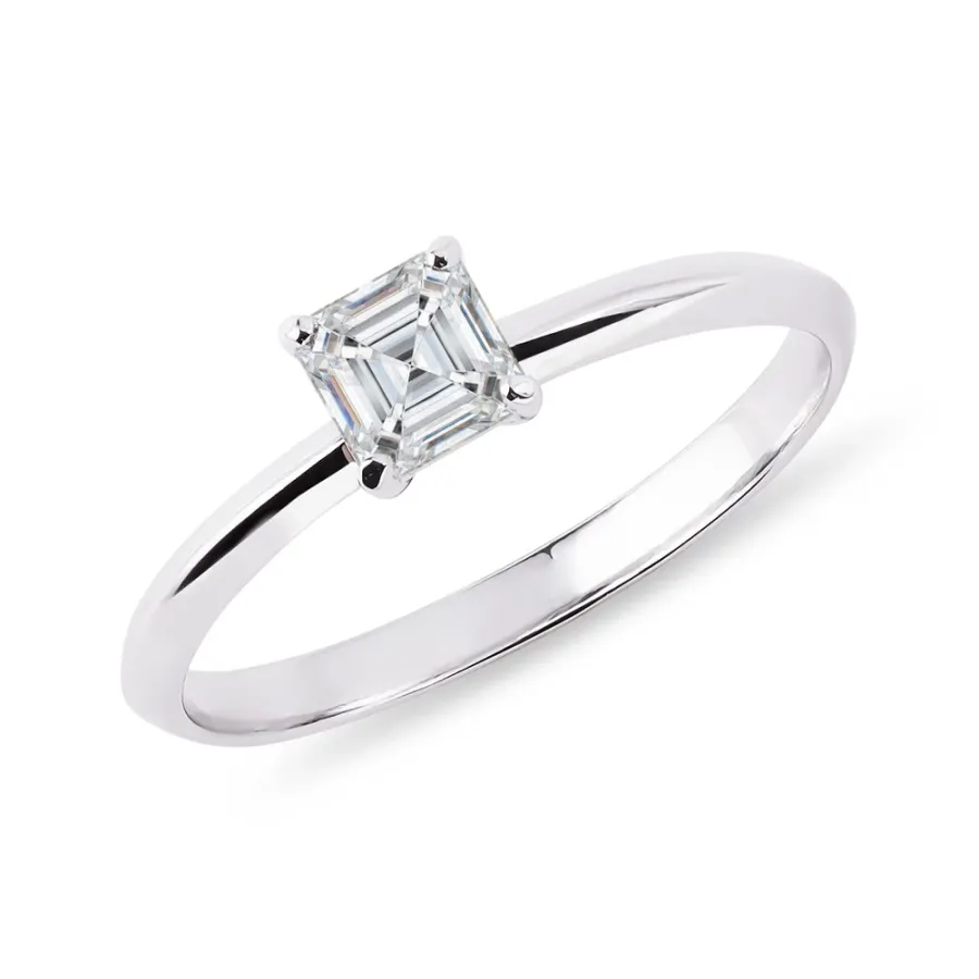 obrazek 1 Pierścionek z białego złota z diamentem w szlifie Asscher KLENOTA