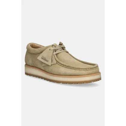 Zdjęcie Clarks Originals półbuty zamszowe Walla Scout Lo damskie kolor beżowy na płaskim obcasie 26180446