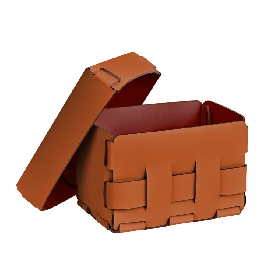 obrazek 2 Mały koszyk Bottega 12x19xH13 cm w wyjątkowym bursztynowym kolorze