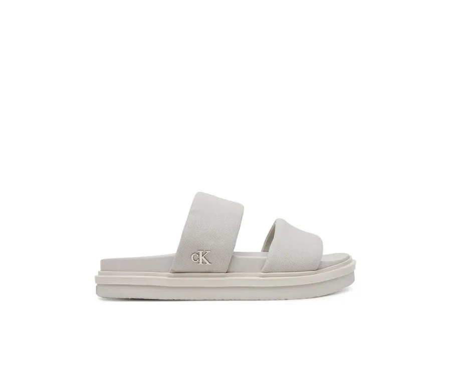 obrazek 1 Calvin Klein Jeans Klapki Flat Molded Dbl Bar Sandal Cv YM0YM01222 Szary