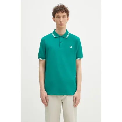 Zdjęcie Fred Perry polo bawełniane kolor zielony z aplikacją M3600.Y37