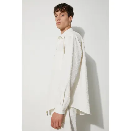 Zdjęcie MKI MIYUKI ZOKU koszula Seersucker Dress Shirt męska kolor beżowy regular z kołnierzykiem klasycznym SEERSUCKER.DRESS.SHIRT