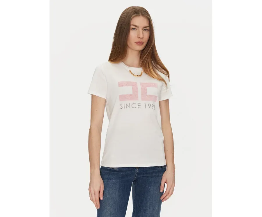 obrazek 1 Elisabetta Franchi T-Shirt MA-033-51E2-V180 Biały Regular Fit