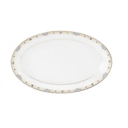 Zdjęcie Prestiżowy owalny porcelanowy półmisek do serwowania zdobiony złotym zdobieniem - Tettau