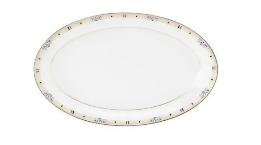 obrazek 1 Prestiżowy owalny porcelanowy półmisek do serwowania zdobiony złotym zdobieniem - Tettau