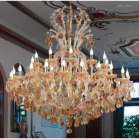 Picture Classic Mariateresa chandelier with decorative elements and amber pendants