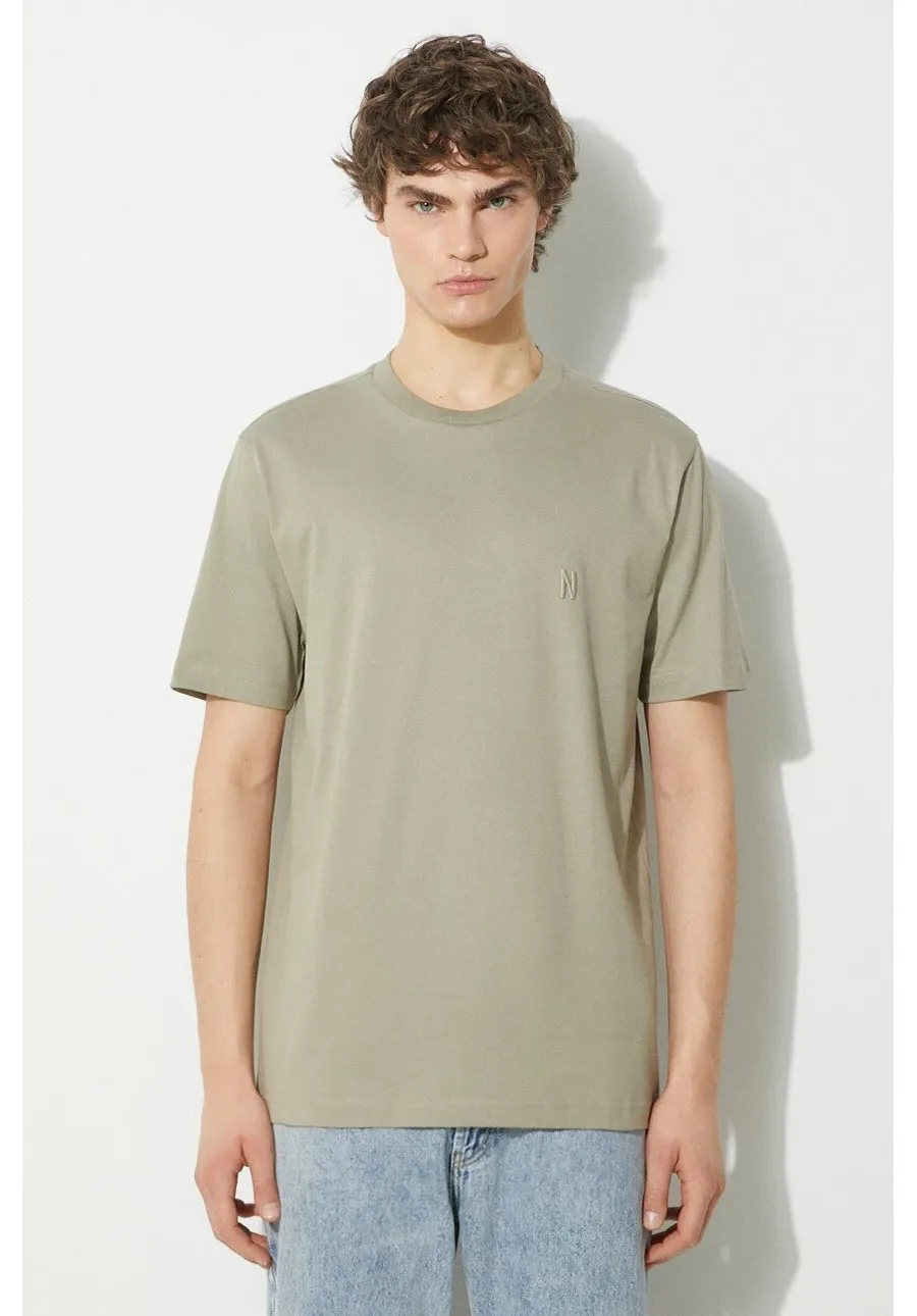 obrazek 1 Norse Projects t-shirt bawełniany Johannes Organic N Logo męski kolor beżowy gładki N01.0643.2053