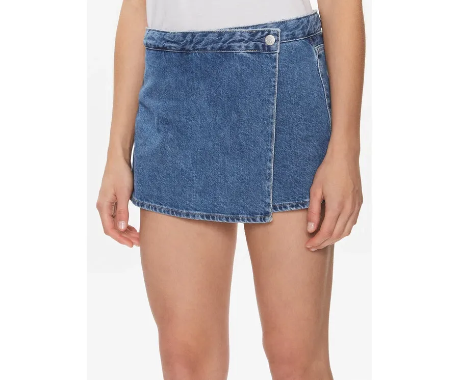 obrazek 1 Calvin Klein Jeans Szorty jeansowe Wrap Skort J20J223300 Niebieski Regular Fit