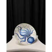 Picture Small ceramic hand-painted pasta bowl with an octopus motif - Le Ceramiche