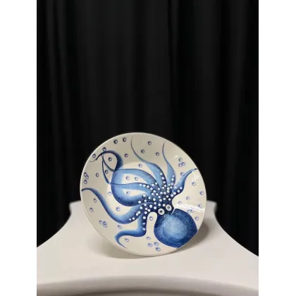 Zdjęcie Mała ceramiczna ręcznie malowana miska na makaron z motywem ośmiornicy - Le Ceramiche