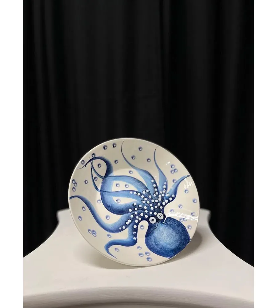 obrazek 1 Mała ceramiczna ręcznie malowana miska na makaron z motywem ośmiornicy - Le Ceramiche