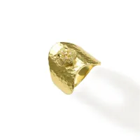 Picture Silver ring plated with 18-carat gold and white zircons