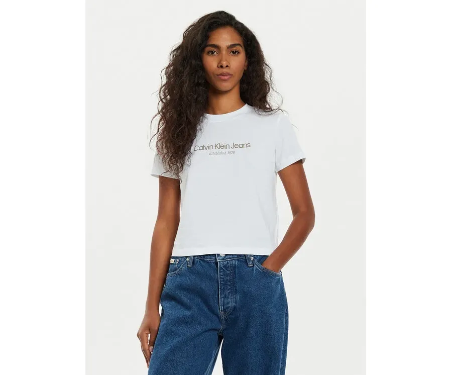 obrazek 1 Calvin Klein Jeans T-Shirt Institutional J20J224914 Biały Regular Fit