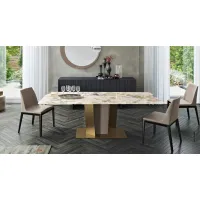 Picture Luxurious Italian table - metal base, marble top